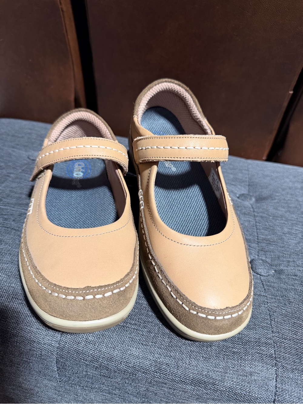 Orthofeet Leather Mary Jane Comfort Shoes Beige Tan size 7.5 Wide - Picture 3 of 8